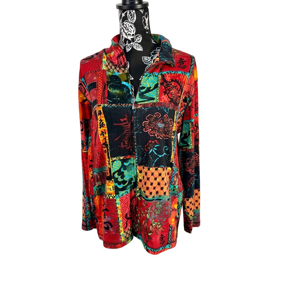 Spa By Chico's Patchwork Boho Knit Lightweight Fr… - image 1